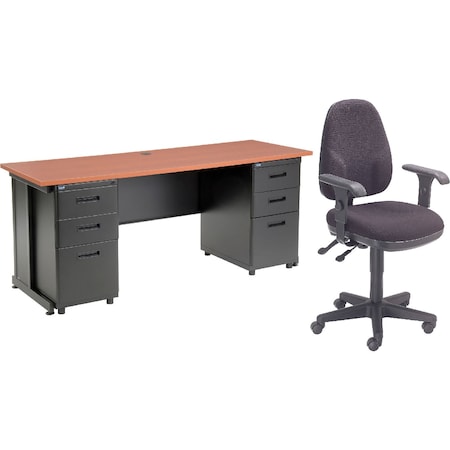 Interion By Global Industrial Office Desk Kit, 24 in D X 30 in H, 72 in W X 670076CH-B1
